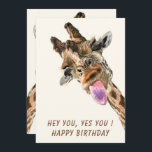 Funny Birthday Card Playful Giraffe Tongue Out<br><div class="desc">Happy Birthday Cards - Funny Giraffe Tongue Out and Playful Wink Cartoon Zeichnend Tierlächeln - Wählen / Fügen Sie Ihren einzigartigen Text / Schriftart / Farbe - Make your Special Card - Neu vergrössern und verschieben oder entfernen und hinzufügen Elemente / Bild mit Anpassungs-Tool ! - Zeichn und Design von...</div>