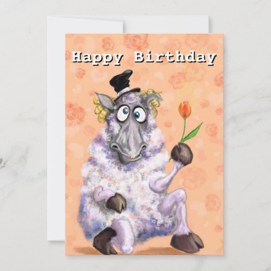 Funny Birthday Card Romantischer Ram mit Blume (Vorderseite)