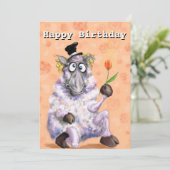 Funny Birthday Card Romantischer Ram mit Blume (Stehend Vorderseite)