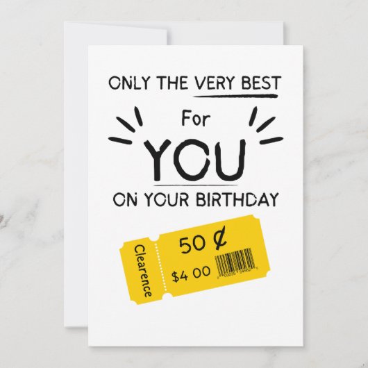 Funny Birthday Card Rude Sarcastic Clearance Einladung (Vorderseite)