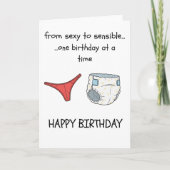 Funny Birthday Card - Thong to Nappy Karte (Vorderseite)