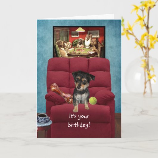 Funny Birthday Card vom Hund Karte (Gelbe Blume)