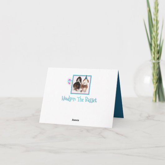 Funny Birthday Card W/Niedlich Basset Hoppy Puppy Karte (Rückseite)