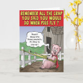 Funny Birthday Card: Wenn Schweine fliegen Karte (Gelbe Blume)