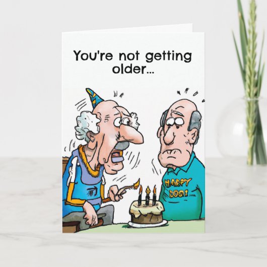 Funny Birthday Card wird jünger Karte (Vorderseite)