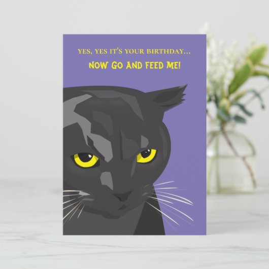 Funny Birthday Cat Card, Einladung (Stehend Vorderseite)