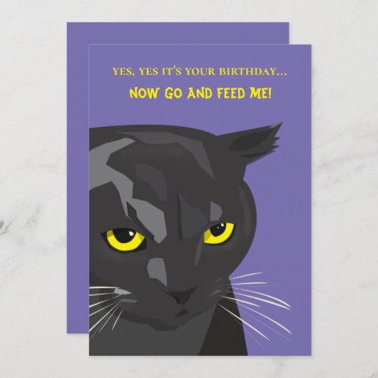 Funny Birthday Cat Card, Einladung (Vorne/Hinten)