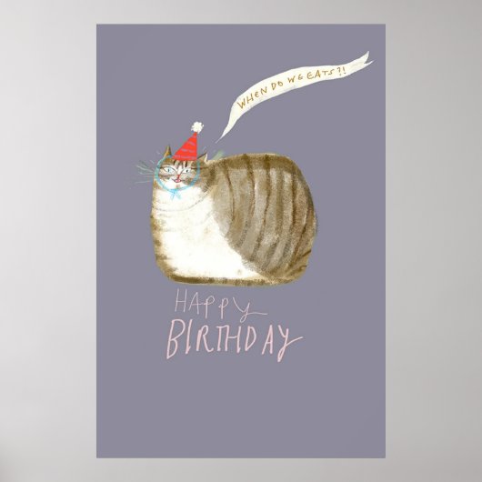 Funny Birthday Cat Poster (Vorne)