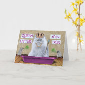 Funny Birthday Cat Queen of the Litter Box Spaß Karte (Gelbe Blume)
