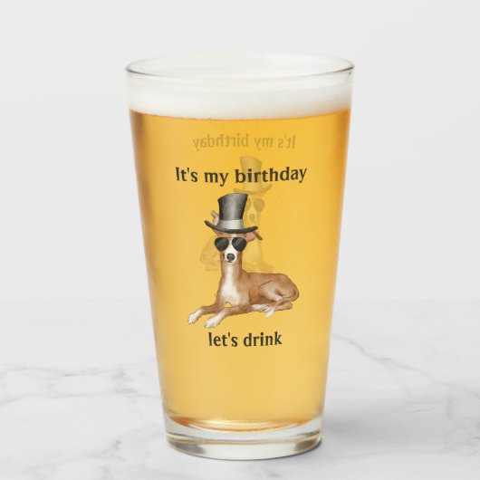Funny Birthday Dog Glass Glas (Vorne (Gefüllt))