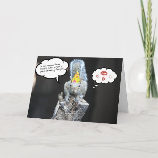 Funny Birthday Eichhörnchen, Liebe und Kisses Karte (Vorderseite)