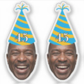 Funny Birthday Face with Party Hat & Custom Age  Aufkleber (Vorderseite)