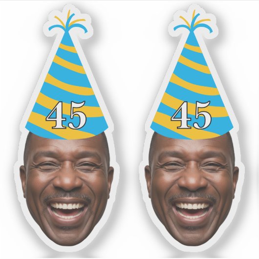 Funny Birthday Face with Party Hat & Custom Age  Aufkleber (Vorderseite)