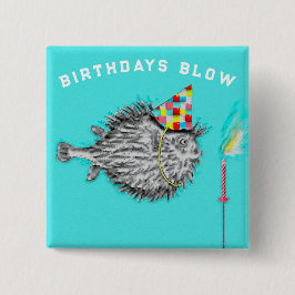 Funny Birthday Fish Wish Button