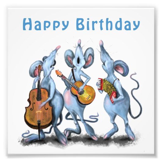 Funny Birthday Foto Print mit Musical Mouse Band (Vorne)