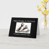 Funny Birthday Friend - Puffin Bird Collection Karte (Gelbe Blume)