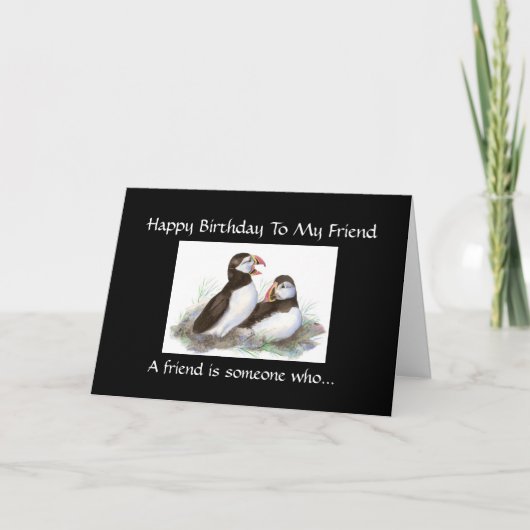 Funny Birthday Friend - Puffin Bird Collection Karte (Vorderseite)