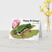 Funny Birthday Frog Princess Pink Water Lily Karte (Gelbe Blume)