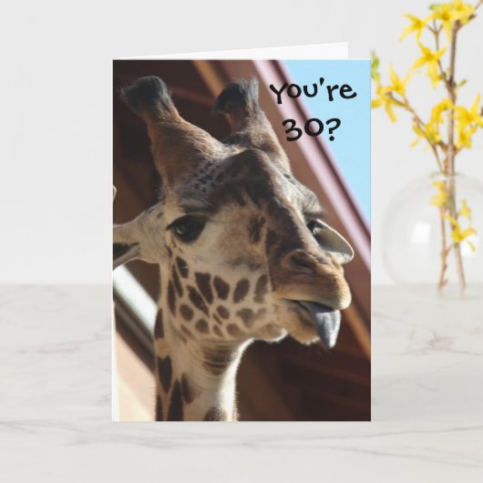 Funny Birthday Giraffe, Alter Freund, 30. Karte (Gelbe Blume)