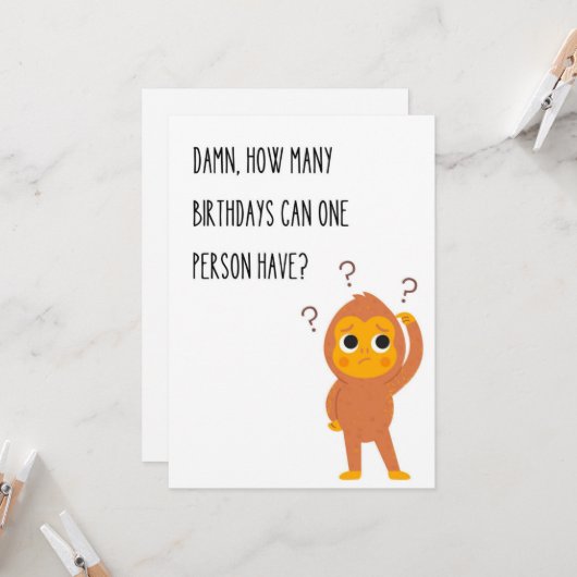 Funny Birthday Grußkarte Affe Einzigartiger Spaß Karte (Vorderseite/Rückseite Beispiel)