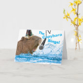 Funny Birthday Happy Capybara Sings Karte (Gelbe Blume)