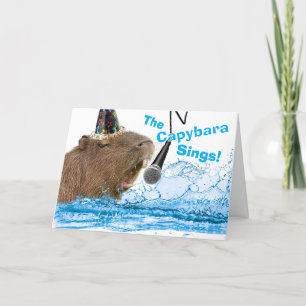 Funny Birthday Happy Capybara Sings Karte