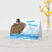 Funny Birthday Happy Sloshi Capybara Karte (Gelbe Blume)