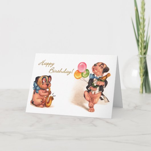 Funny Birthday Hunde Karte (Vorderseite)