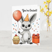 Funny Birthday Kangaroo mit Party Hat Vector Karte (Gelbe Blume)