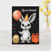 Funny Birthday Kangaroo mit Party Hat Vector Karte (Gelbe Blume)