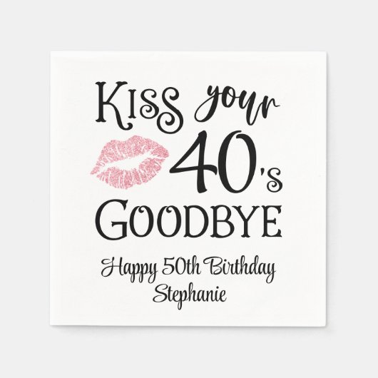 Funny Birthday Kiss Your Decke Auf Wiedersehen Maß Serviette (Vorderseite)