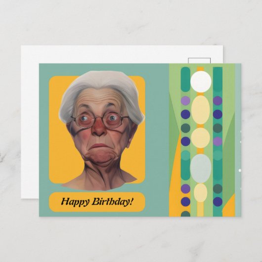Funny Birthday Lady Retro Postkarte (Vorne/Hinten)