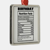 Funny Birthday Nutrition Facts Postcard Ornament Aus Metall (Rechts)