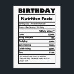 Funny Birthday Nutrition Facts Postcard Postkarte<br><div class="desc">Funny Birthday Nutrition Facts Postcard</div>