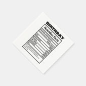 Funny Birthday Nutrition Facts Postcard Serviette (Ecke)