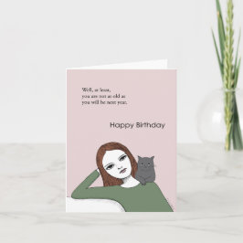 Funny Birthday Older Adult Cat Lover Sarcastic Karte