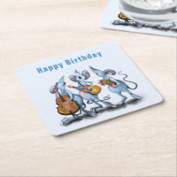 Funny Birthday Paper Untersetzer Musical Mouse Ban