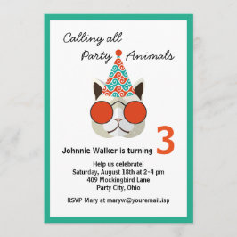 Funny Birthday Party Animal - All Ages Einladung