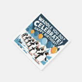 Funny Birthday Pinguins Design - "Waddle You Do? Serviette (Ecke)
