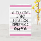 Funny Birthday PINK - CAT-Slogan Karte (Gelbe Blume)