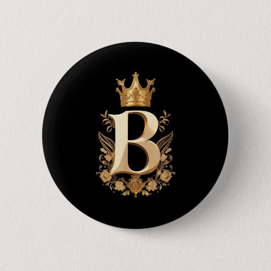 Funny Birthday Queen B - Letter B And Crown (bee) Button (Vorderseite)