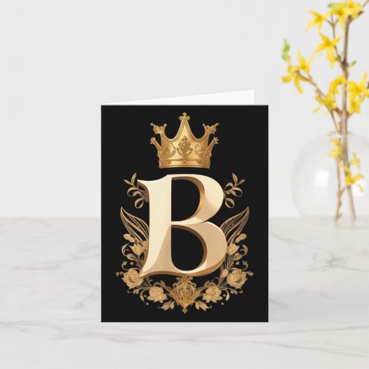 Funny Birthday Queen B - Letter B And Crown (bee)  Karte (Gelbe Blume)