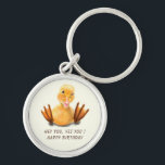 Funny Birthday Schlüsselanhänger Playful Winking D<br><div class="desc">Alles Gute zum Geburtstag - Funny Yellow Duck Playful Wink Happy Lächeln Cartoon Zeichn und Text - Wählen / Fügen Sie Ihren einzigartigen Text / Schriftart / Farbe - Make Your Special Gift - Vergrössern und verschieben oder entfernen und fügen Sie Elemente / Bild mit Anpassungs-Tool! - Zeichn und Design...</div>