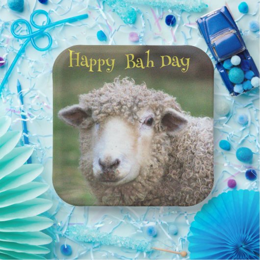 Funny Birthday Sheep Paper Plate Pappteller (Party)