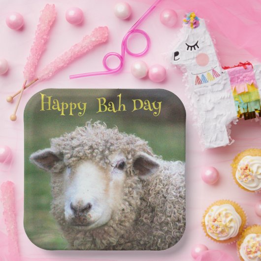 Funny Birthday Sheep Paper Plate Pappteller (Party)