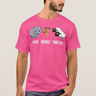 Funny Birthday Shirt Hippo Birdie Two Ewe puff