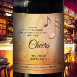 Funny Birthday Singing Music Label<br><div class="desc">Ein weinetikettiertes Rose-Gold- und Golddesign mit musikalischen Noten und eigenen (lustigen) Texten. Ideal für eine Geburtstagsfeier oder ein anderes festliches Ereignis.</div>