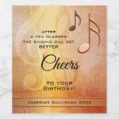 Funny Birthday Singing Music Label Weinetikett (Einzelnes Label)