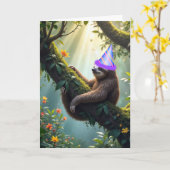 Funny Birthday Sloth Im Regenwald Karte (Gelbe Blume)