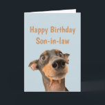 Funny Birthday Son-in-Schwiegertochter Hundetier Karte<br><div class="desc">Viel Spaß beim Geburtstag,  sodass sich Ihr Haustier Sorgen macht. Alles Gute zum Geburtstag für den Schwiegersohn mit einem humorvollen Vers im Inneren und schockiertem Hund</div>